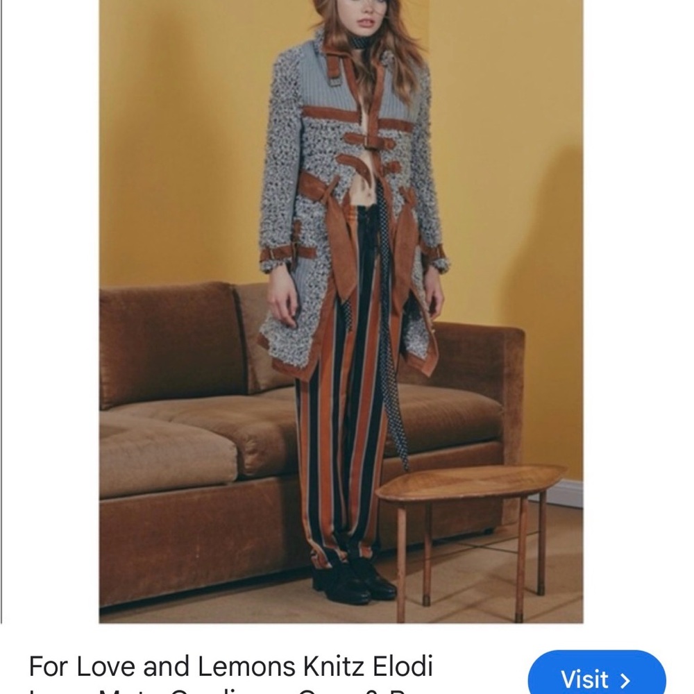For Love and Lemons Women's Elodi
Long Moto Cardigan, Grey & Brown